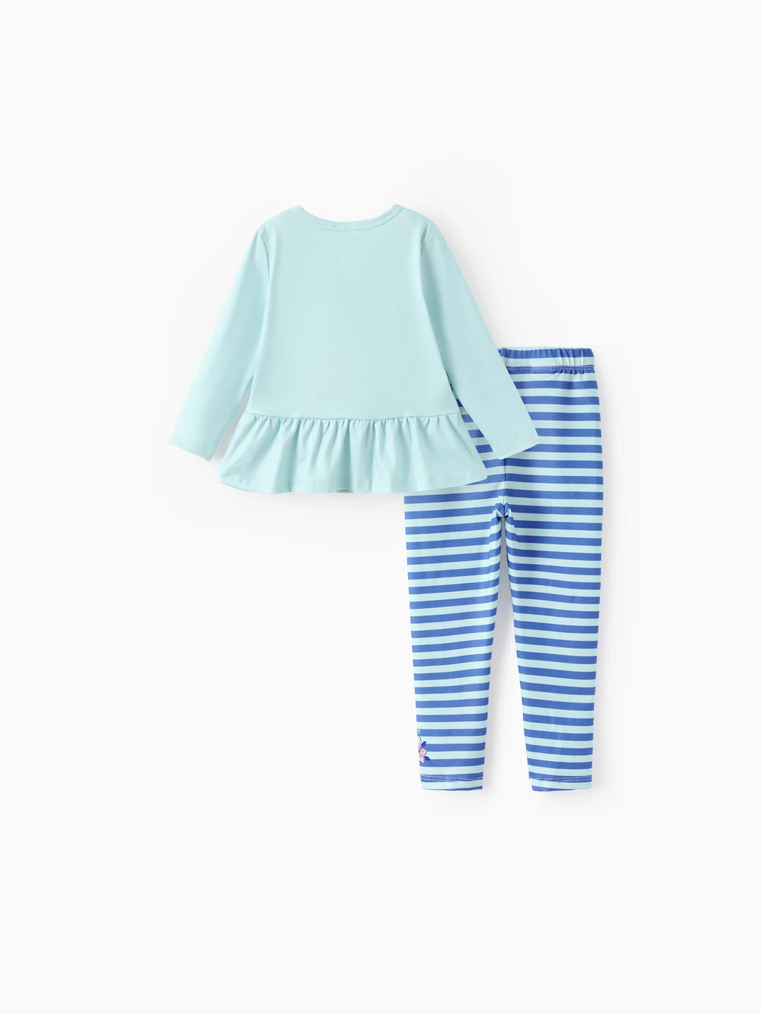 Ensemble 2 pièces haut à volants et leggings à imprimé floral Elsa pour petite fille Disney La Reine des Neiges, bleu clair