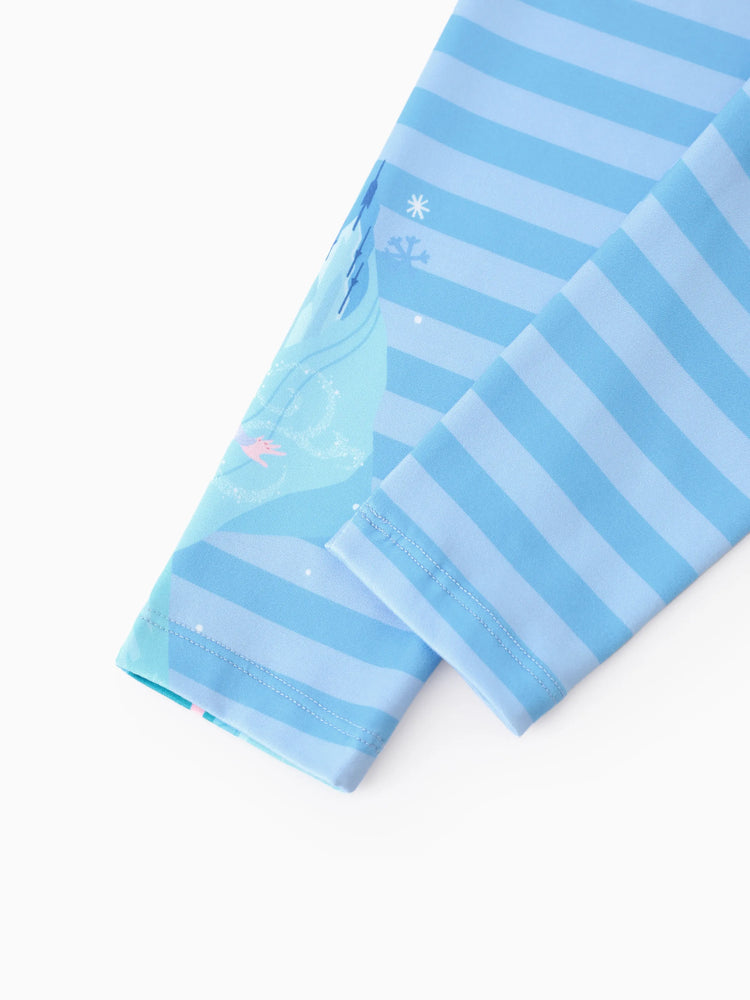 Ensemble 2 pièces haut à volants et leggings à rayures Elsa pour petite fille Disney La Reine des Neiges, bleu