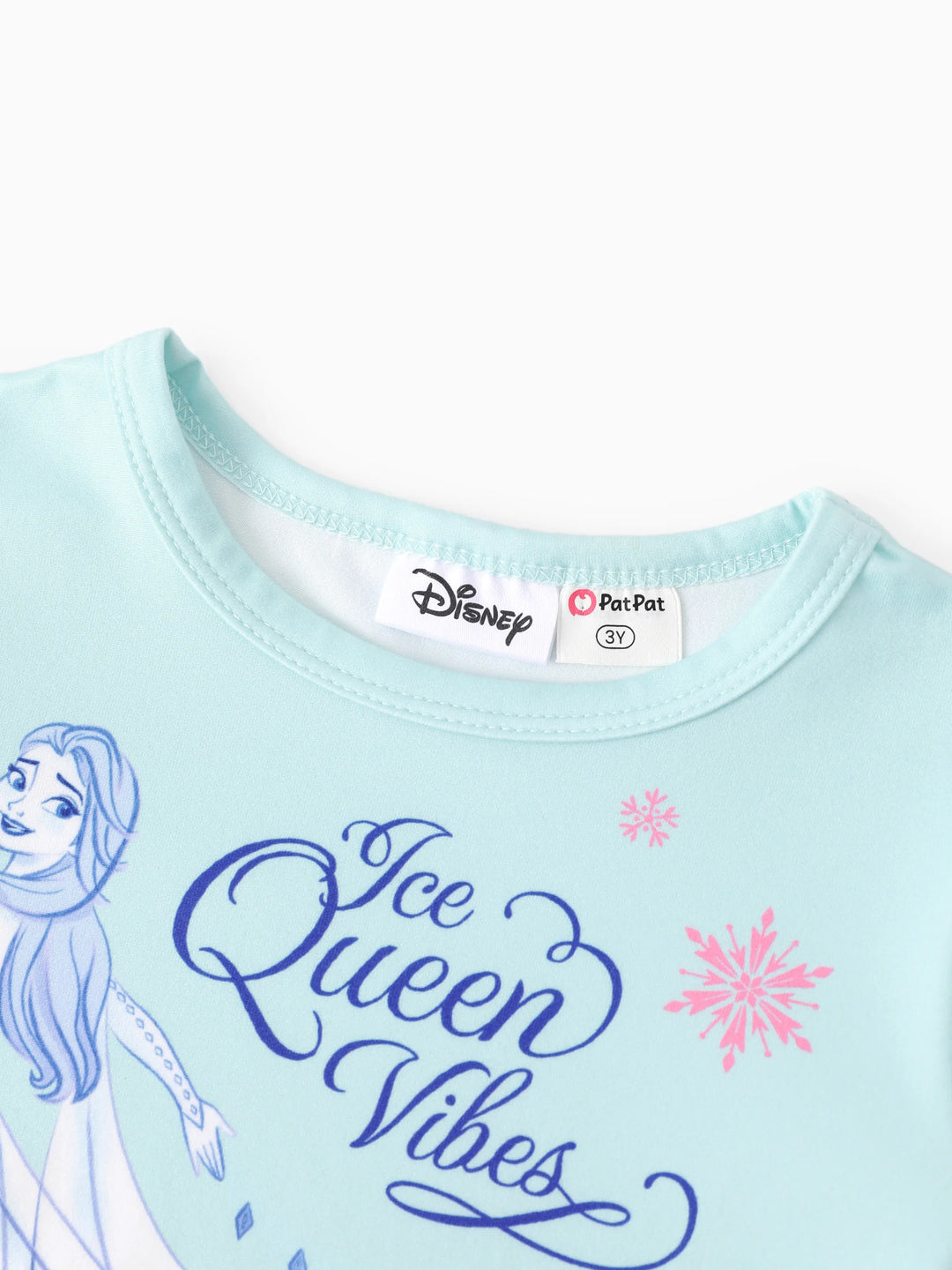 Ensemble 2 pièces haut à volants et leggings à imprimé floral Elsa pour petite fille Disney La Reine des Neiges, bleu clair