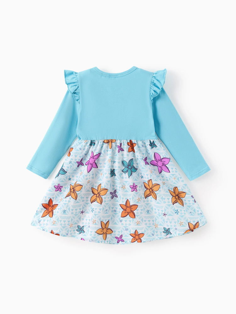 Disney Princess Toddler Girl Moana Childlike Ruffle Flutter-sleeve Dress Turquoise