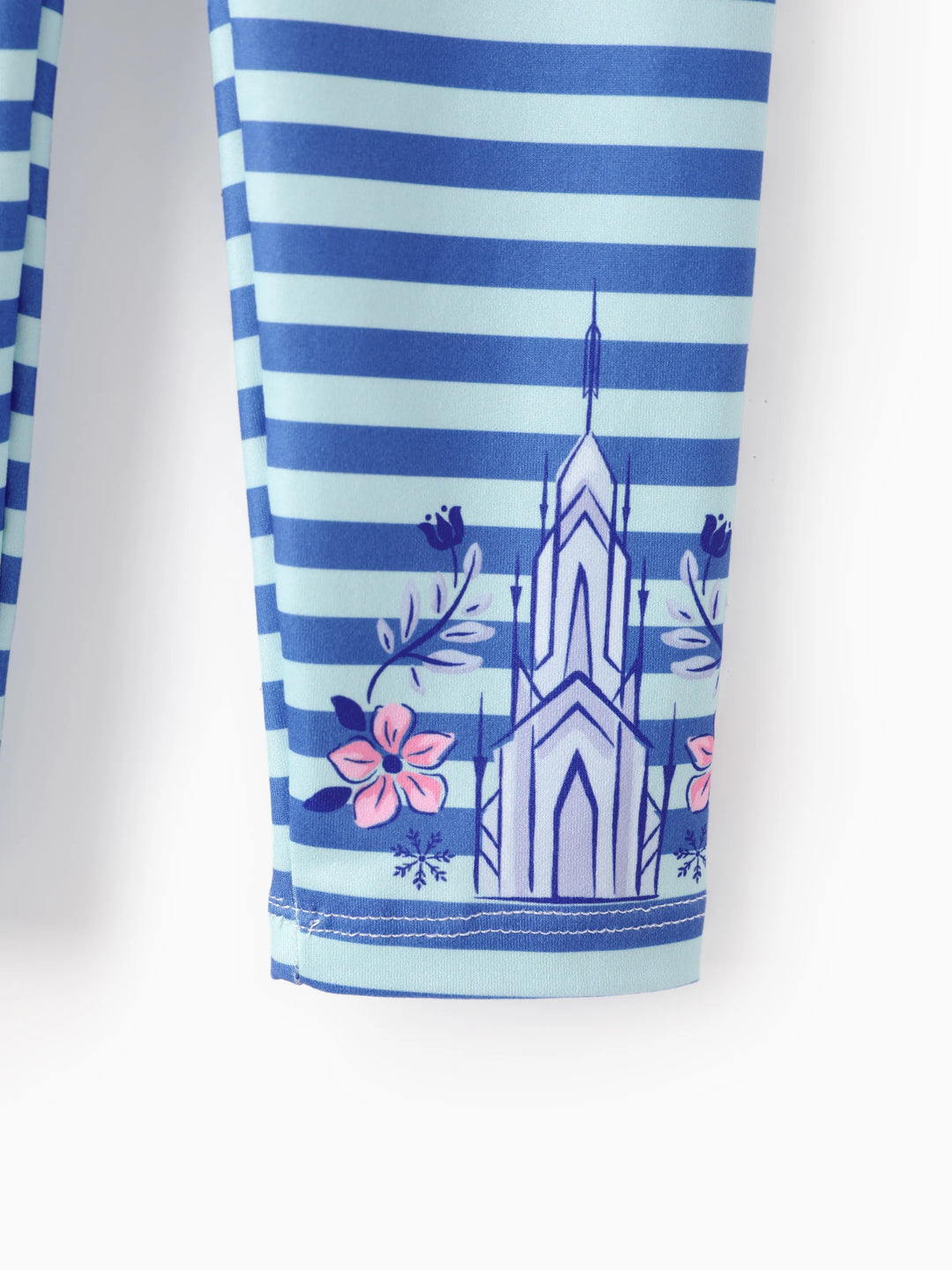 Ensemble 2 pièces haut à volants et leggings à imprimé floral Elsa pour petite fille Disney La Reine des Neiges, bleu clair