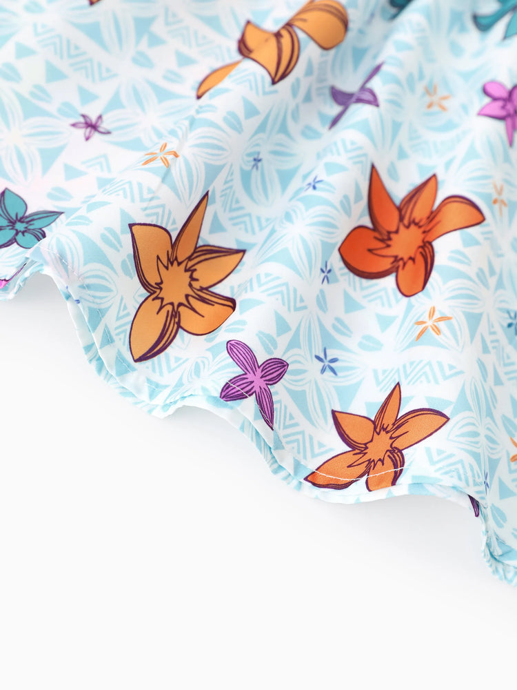 Disney Princess Toddler Girl Moana Childlike Ruffle Flutter-sleeve Dress Turquoise