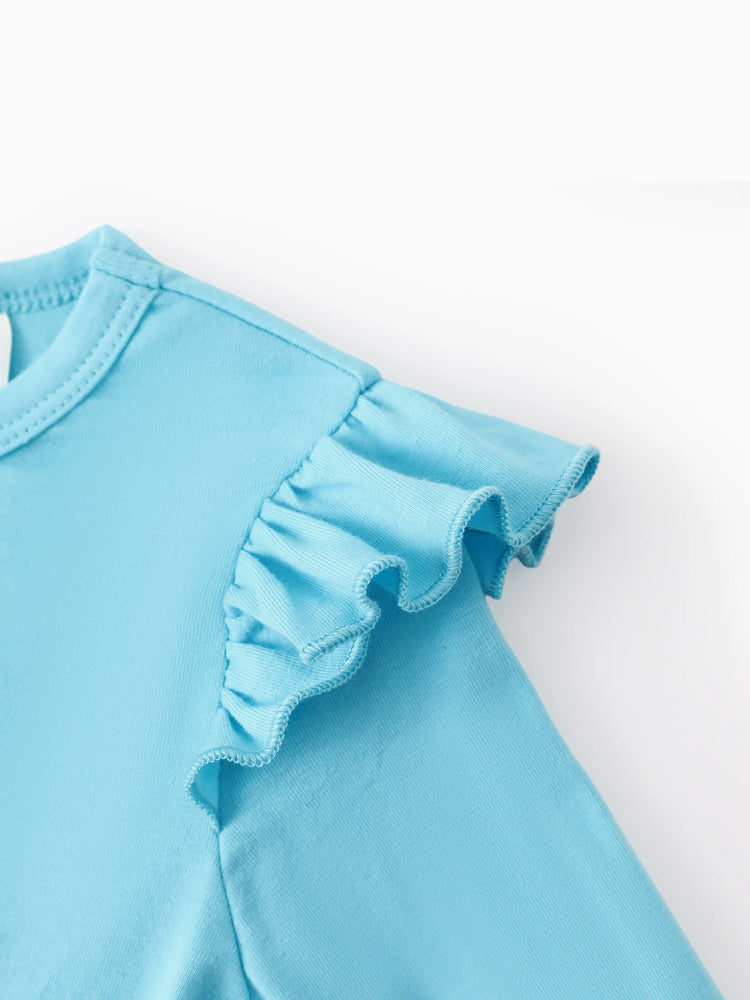 Disney Princess Toddler Girl Moana Childlike Ruffle Flutter-sleeve Dress Turquoise