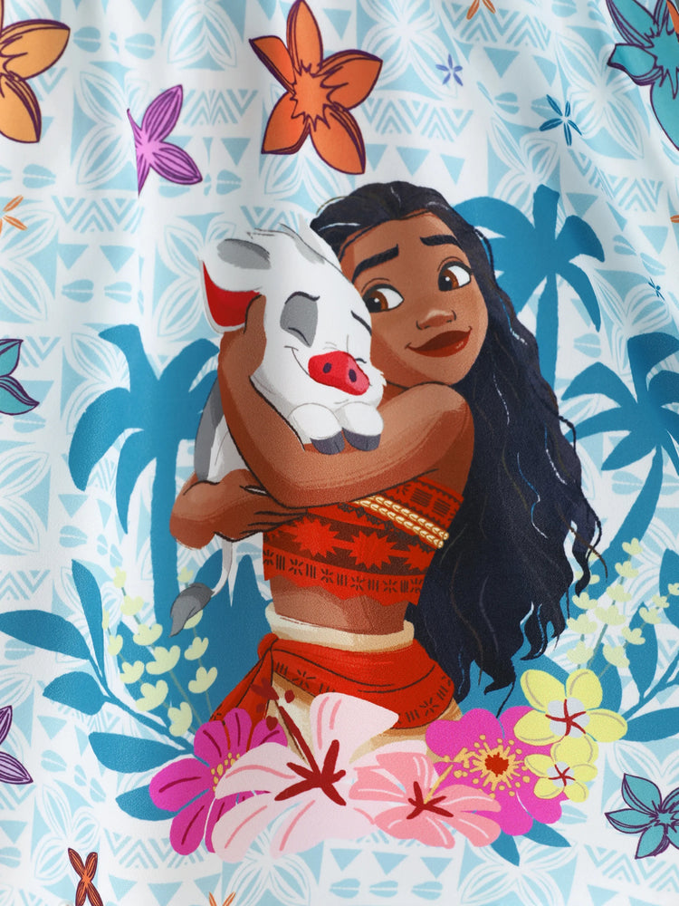 Disney Princess Toddler Girl Moana Childlike Ruffle Flutter-sleeve Dress Turquoise