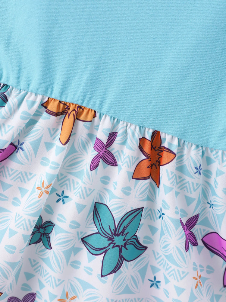 Disney Princess Toddler Girl Moana Childlike Ruffle Flutter-sleeve Dress Turquoise