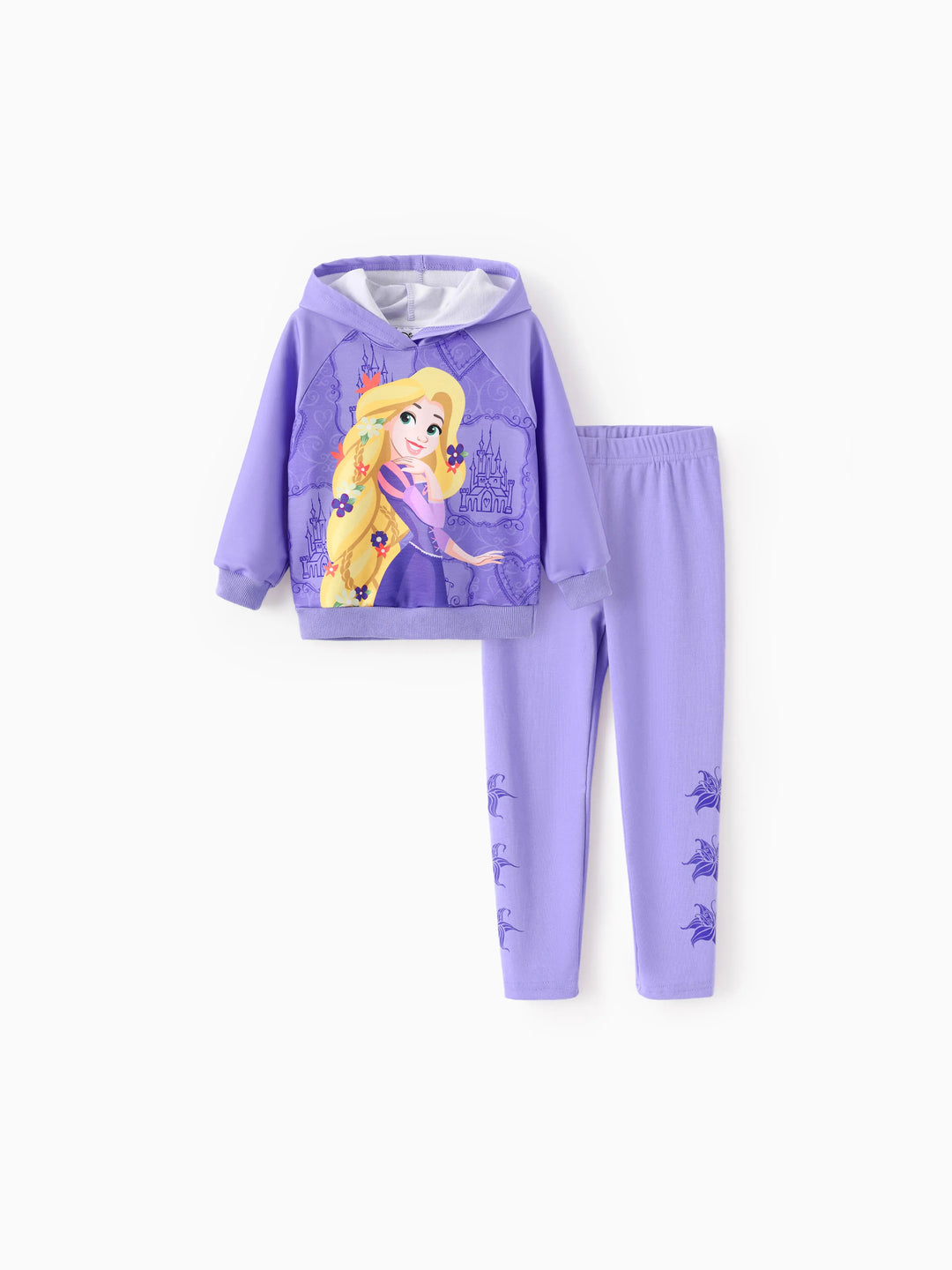 Disney Prinzessin Kleinkind Mädchen Rapunzel Kapuzenpullover Sweatshirt und Leggings Set lila