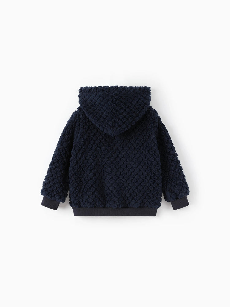 Disney Stitch Toddler/Kids Boy Stitch Textured Double-sided Fleece Fabric Hooded Jacket Deep Blue