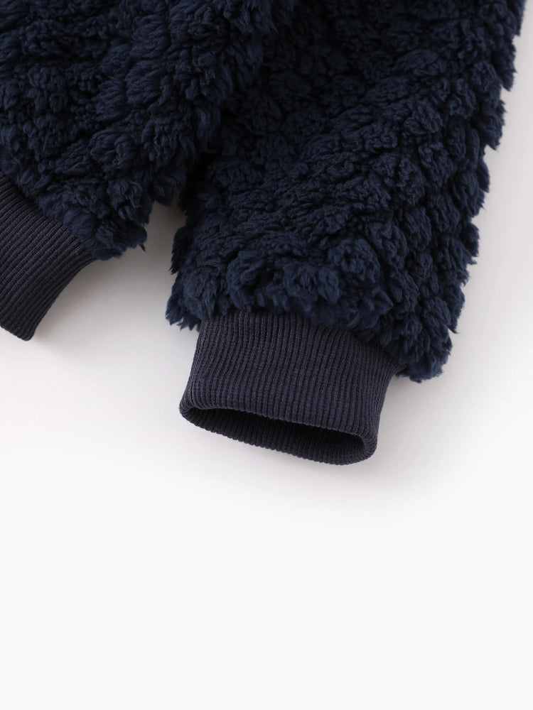 Disney Stitch Toddler/Kids Boy Stitch Textured Double-sided Fleece Fabric Hooded Jacket Deep Blue