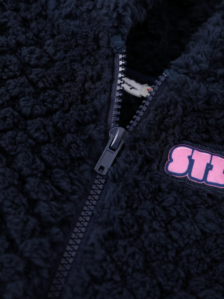 Disney Stitch Toddler/Kids Boy Stitch Textured Double-sided Fleece Fabric Hooded Jacket Deep Blue