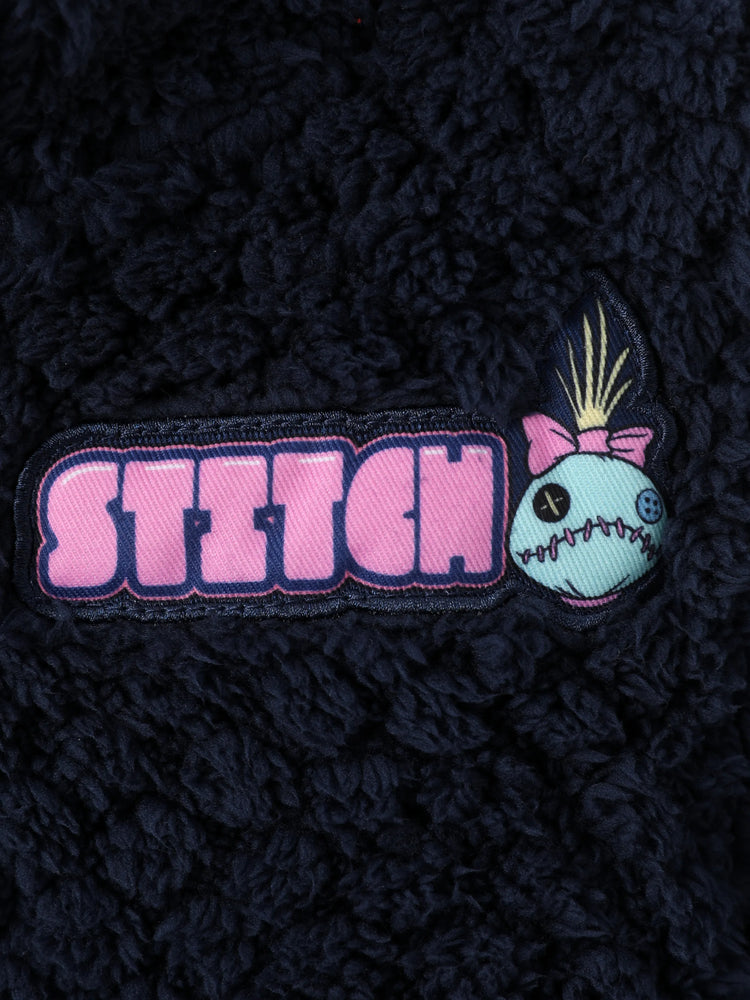 Disney Stitch Toddler/Kids Boy Stitch Textured Double-sided Fleece Fabric Hooded Jacket Deep Blue