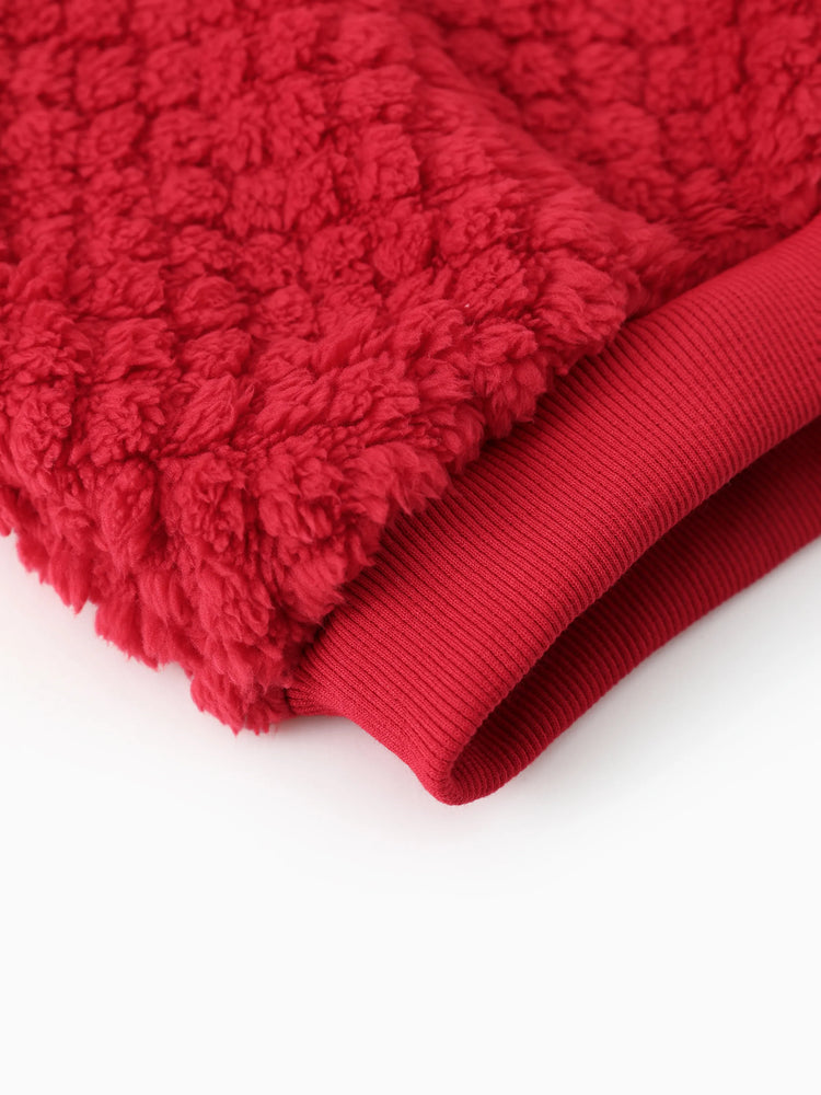 Disney Mickey and Friends Toddler Girl Minnie Mouse Plush Bowknot 3D Ears Hooded Long-sleeve Coat Red