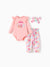 Ensemble 2 pièces pour bébé fille Barbie, barboteuse à manches flottantes en coton et pantalon imprimé, rose clair