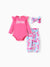 Ensemble 2 pièces pour bébé fille Barbie, barboteuse à manches flottantes en coton et pantalon imprimé, rose vif