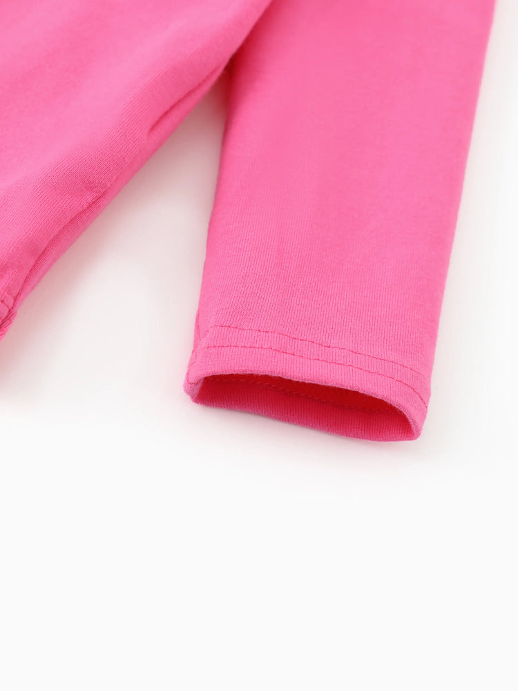 Barbie Baby Girl 2pcs Cotton Flutter Sleeve Romper and Printed Pants Sets Hot Pink