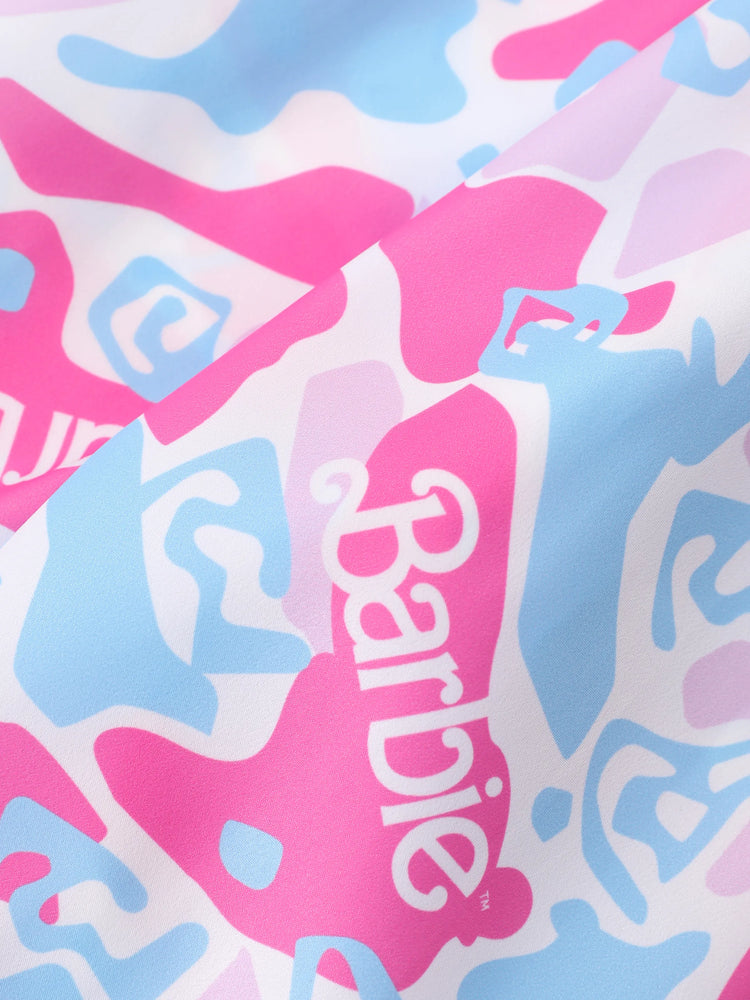 Barbie Baby Girl 2pcs Cotton Flutter Sleeve Romper and Printed Pants Sets Hot Pink