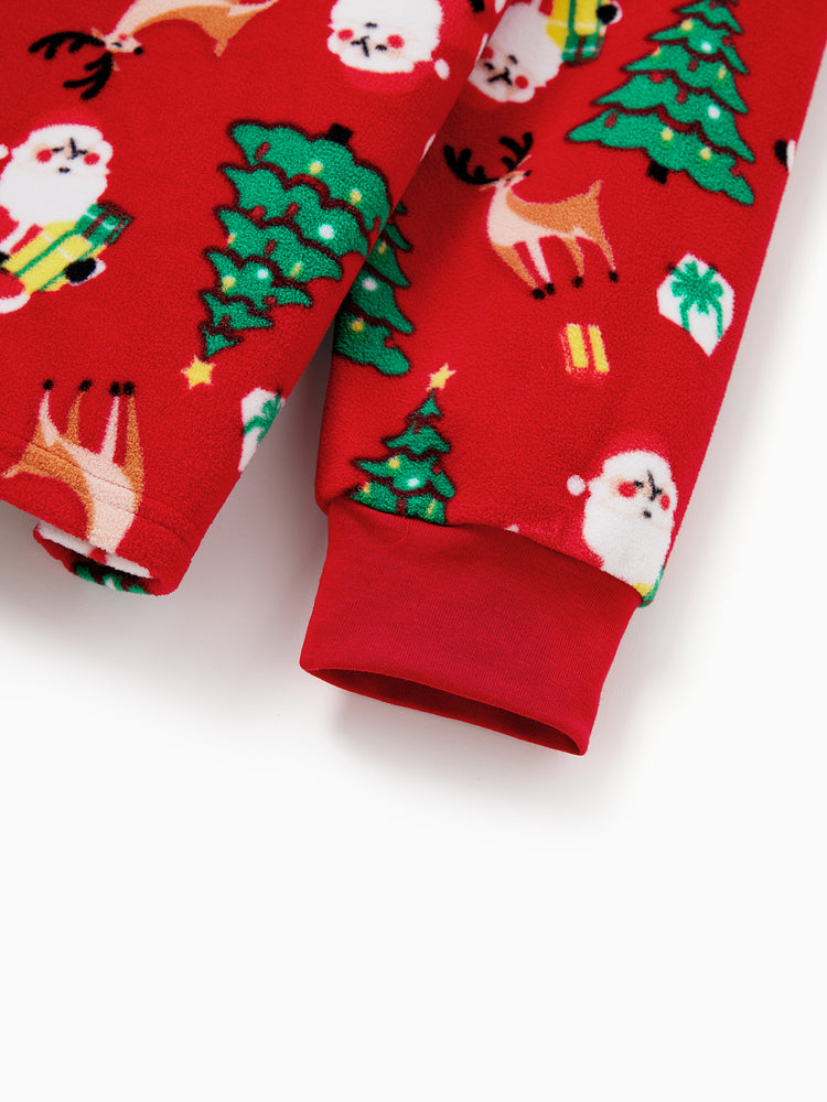 Weihnachten Passendes Familienpyjama-Set Weihnachtsmann und Weihnachtsbaum Print Rot PJS mit Weihnachtssocken rot