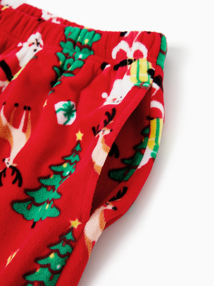 Weihnachten Passendes Familienpyjama-Set Weihnachtsmann und Weihnachtsbaum Print Rot PJS mit Weihnachtssocken rot