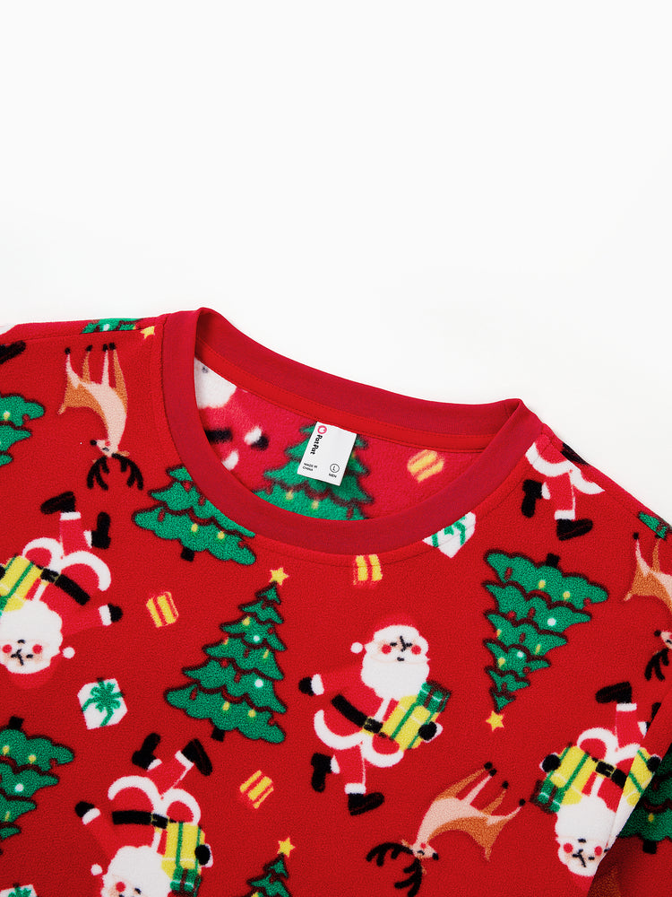 Weihnachten Passendes Familienpyjama-Set Weihnachtsmann und Weihnachtsbaum Print Rot PJS mit Weihnachtssocken rot
