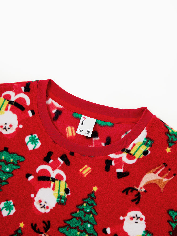 Weihnachten Passendes Familienpyjama-Set Weihnachtsmann und Weihnachtsbaum Print Rot PJS mit Weihnachtssocken rot