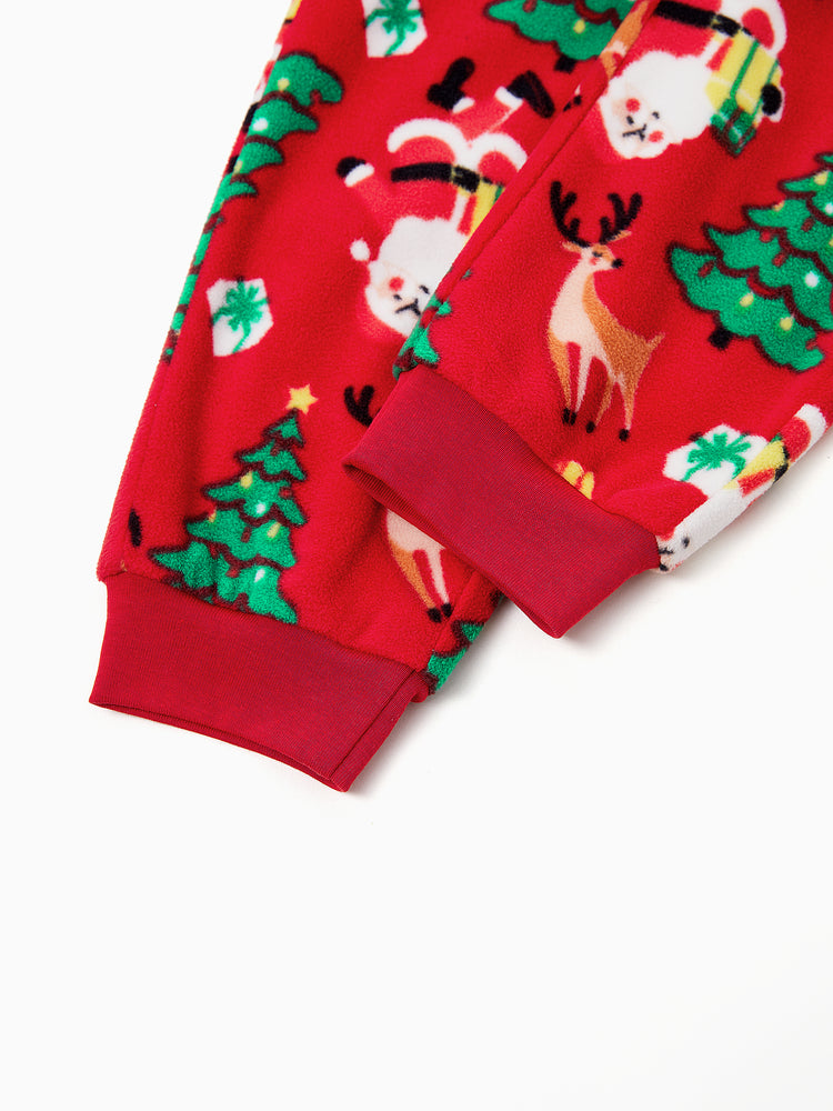 Weihnachten Passendes Familienpyjama-Set Weihnachtsmann und Weihnachtsbaum Print Rot PJS mit Weihnachtssocken rot