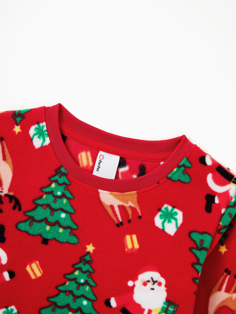 Weihnachten Passendes Familienpyjama-Set Weihnachtsmann und Weihnachtsbaum Print Rot PJS mit Weihnachtssocken rot