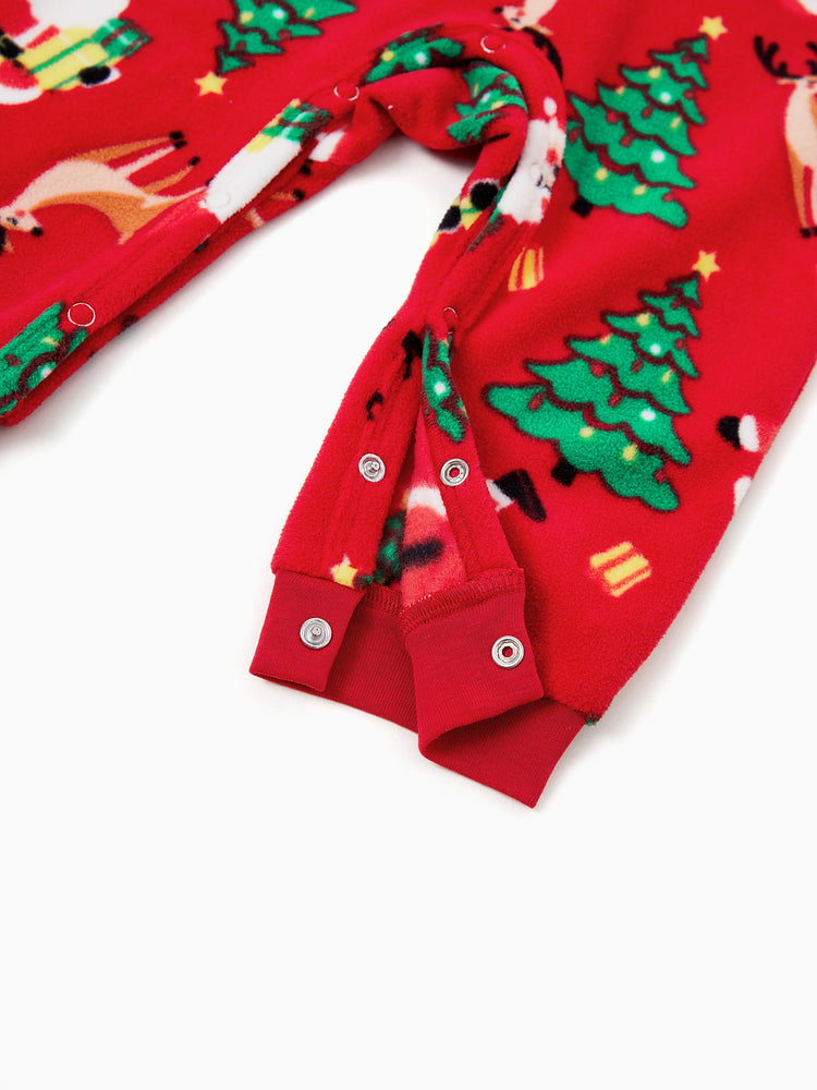 Weihnachten Passendes Familienpyjama-Set Weihnachtsmann und Weihnachtsbaum Print Rot PJS mit Weihnachtssocken rot