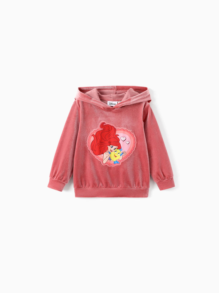 Disney Princess Toddler Girl Ariel 2pcs Fleece Sweatshirt and Flared Pants Set Coral