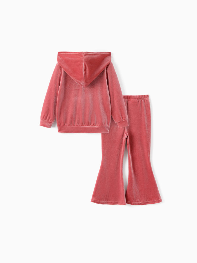 Disney Princess Toddler Girl Ariel 2pcs Fleece Sweatshirt and Flared Pants Set Coral