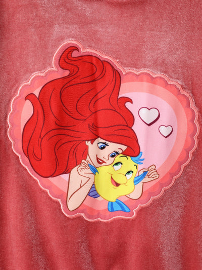 Disney Princess Toddler Girl Ariel 2pcs Fleece Sweatshirt and Flared Pants Set Coral