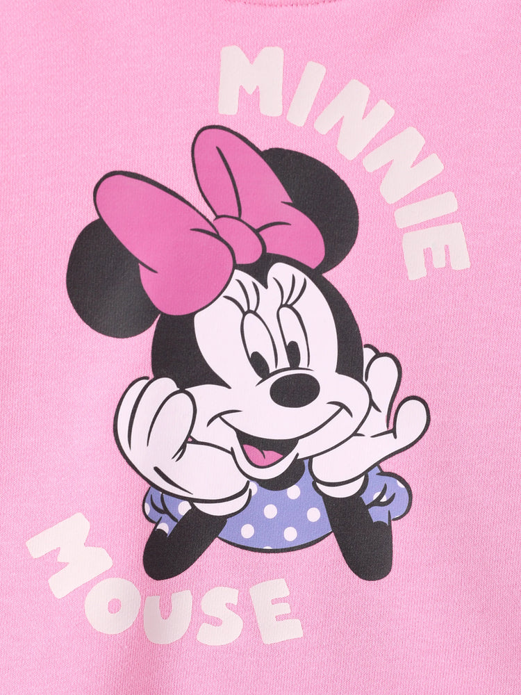Ensemble 2 pièces Disney Mickey et ses amis pour petite fille, imprimé à carreaux Minnie Mouse avec jupe à nœuds, rose