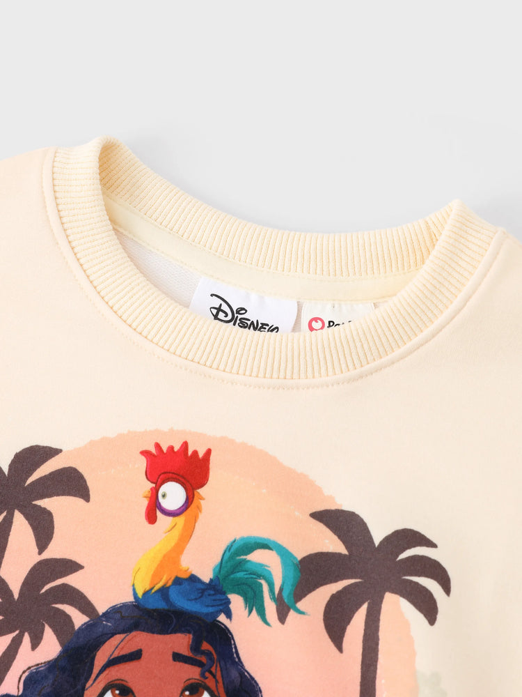 Ensemble 2 pièces princesse Disney pour petite fille, jupe à carreaux à manches longues Moana, couleur abricot