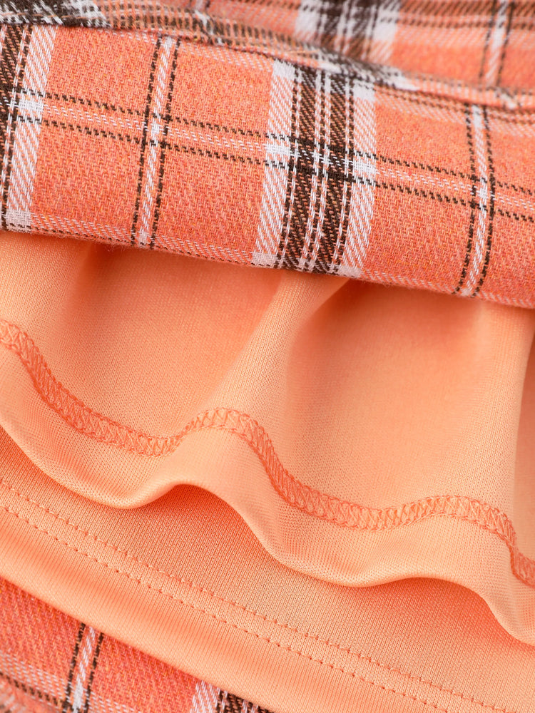 Ensemble 2 pièces princesse Disney pour petite fille, jupe à carreaux à manches longues Moana, couleur abricot