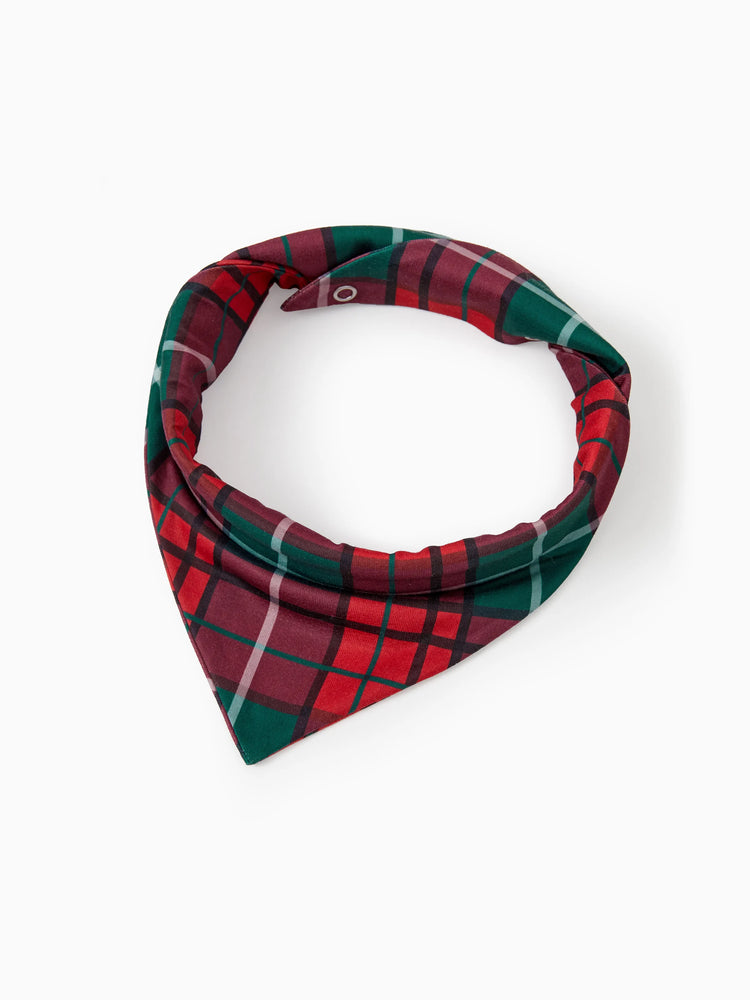 Christmas Matching Family Pajamas Set Allover Red and Green Grid Print Long-sleeve PJS with Christmas Socks Dark Green