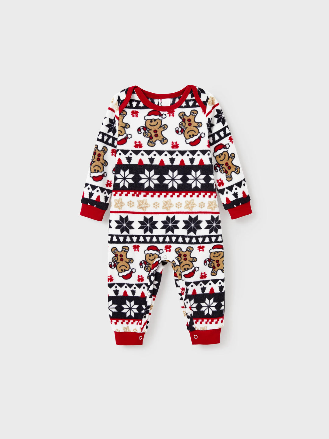 Weihnachten Passendes Familienpyjama-Set Lebkuchen und Schneeflockendruck PJS mit Weihnachtssocken rot