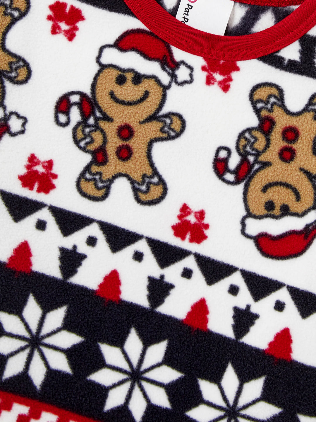 Weihnachten Passendes Familienpyjama-Set Lebkuchen und Schneeflockendruck PJS mit Weihnachtssocken rot
