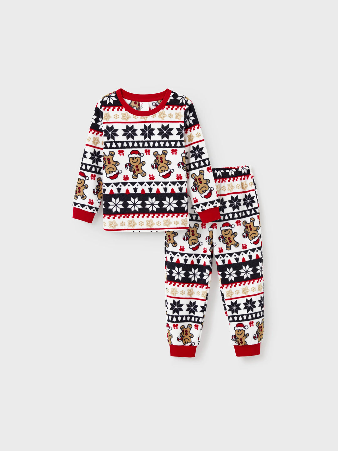Weihnachten Passendes Familienpyjama-Set Lebkuchen und Schneeflockendruck PJS mit Weihnachtssocken rot