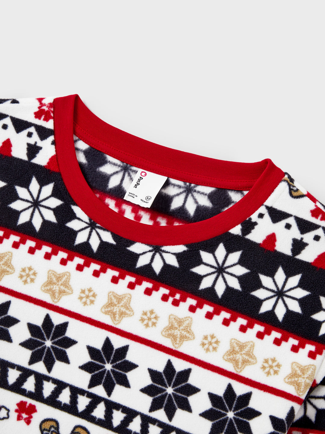 Weihnachten Passendes Familienpyjama-Set Lebkuchen und Schneeflockendruck PJS mit Weihnachtssocken rot
