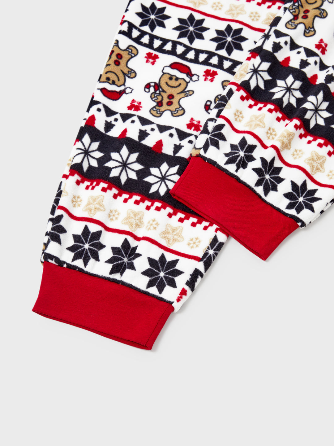 Weihnachten Passendes Familienpyjama-Set Lebkuchen und Schneeflockendruck PJS mit Weihnachtssocken rot