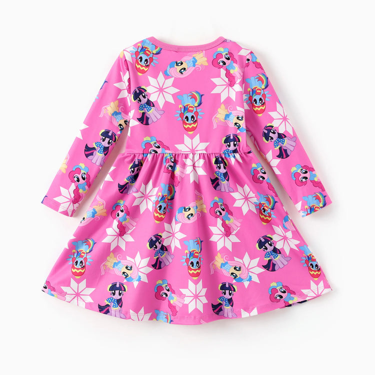 Mein kleines Pony Weihnachten Kleinkind Mädchen Schneeflocke Kleid Fuchsie