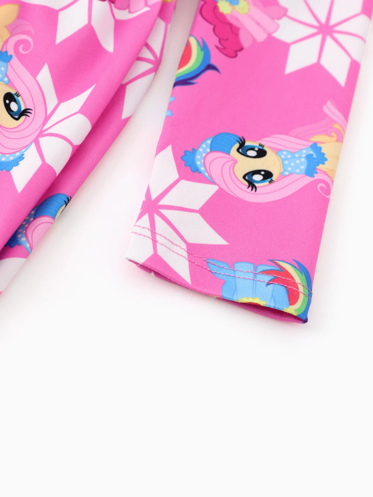 Mein kleines Pony Weihnachten Kleinkind Mädchen Schneeflocke Kleid Fuchsie