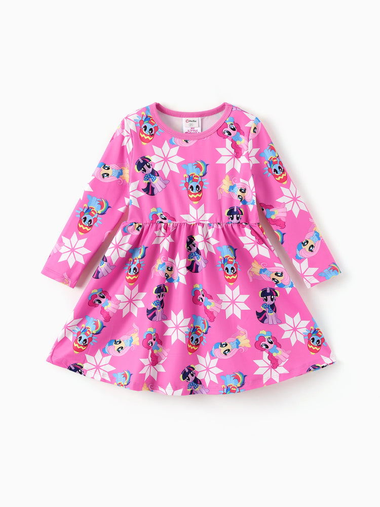Mein kleines Pony Weihnachten Kleinkind Mädchen Schneeflocke Kleid Fuchsie
