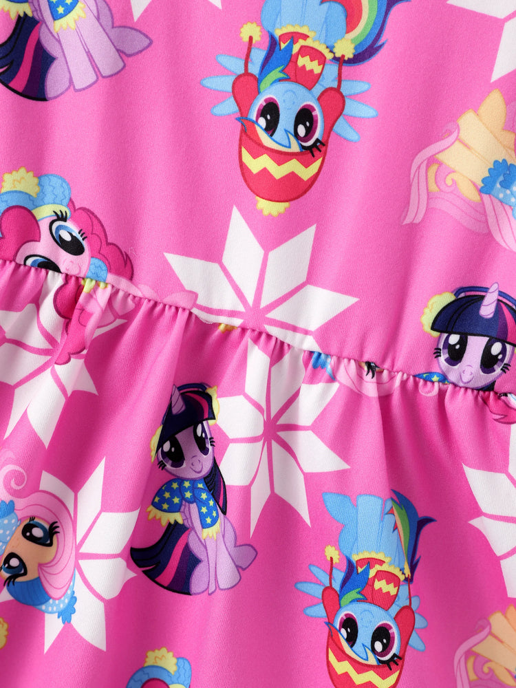 Mein kleines Pony Weihnachten Kleinkind Mädchen Schneeflocke Kleid Fuchsie