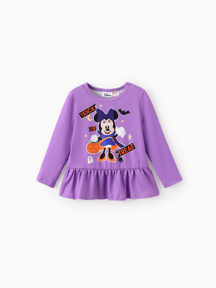 Ensemble 2 pièces haut à volants et leggings violet pour petite fille Disney Mickey et ses amis Halloween