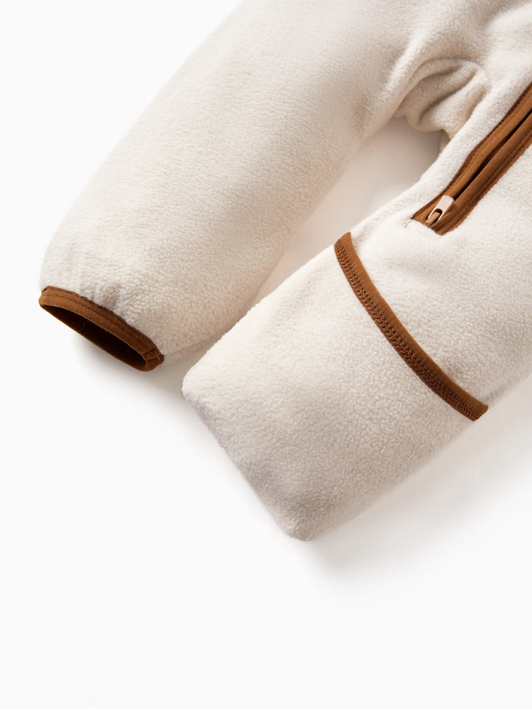 Unisex Jumpsuit 3D Hyper-Tactile Infant Outfit 2-way Onesies with Animal Pattern Apricot