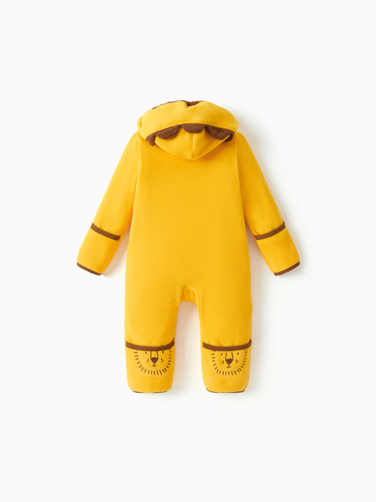 Combinaison unisexe 3D hyper-tactile pour bébé, combinaison bidirectionnelle avec motif animal, jaune