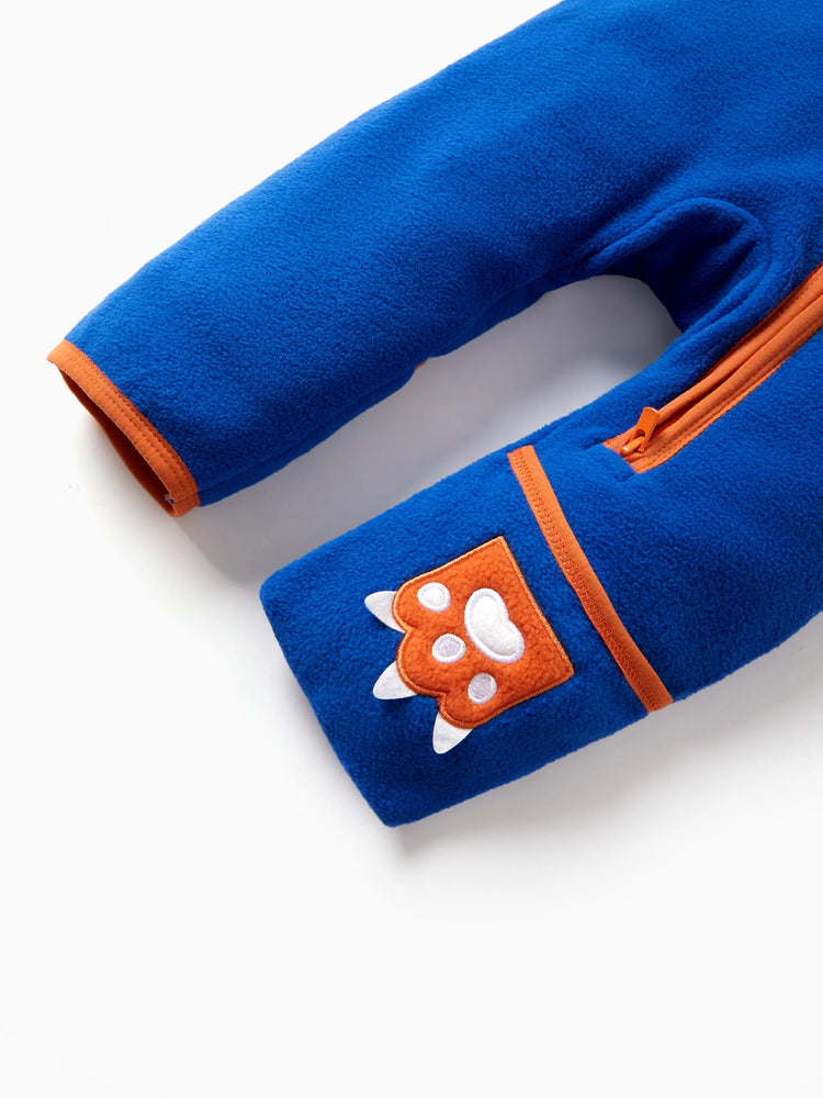 Combinaison unisexe 3D hyper-tactile pour bébé, combinaison bidirectionnelle avec motif animal, bleu marine