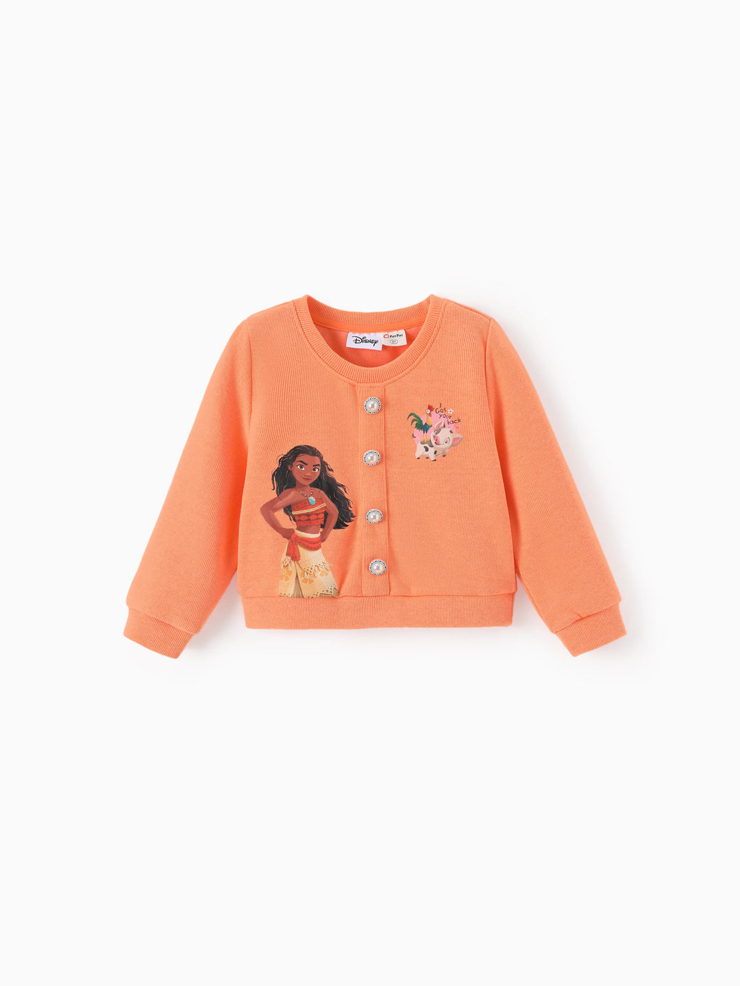 Ensemble Disney Princess Moana pour petite fille, composé d'un haut tricoté et d'une jupe à carreaux orange et rouge.