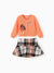 Disney Princess Toddler Girl Moana 2pcs Knitted Top and Plaid Skirt Set Orange red