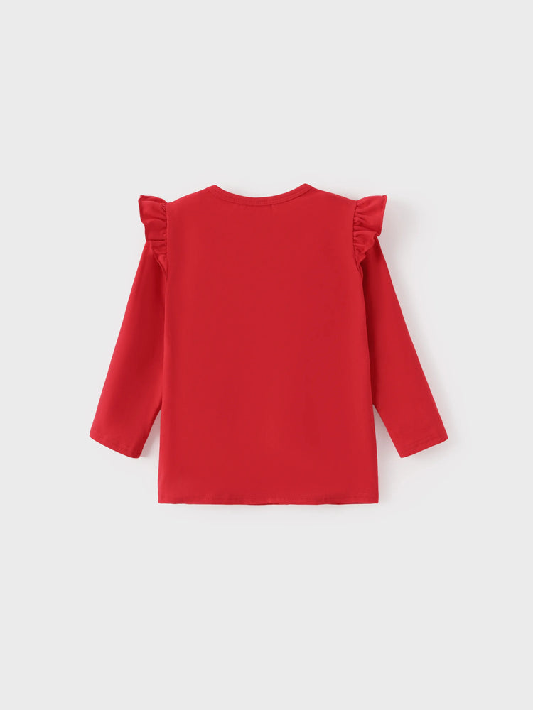 Ensemble 2 pièces haut à manches flottantes et leggings rouge pour bébé/petite fille Disney Mickey et ses amis, motif Noël