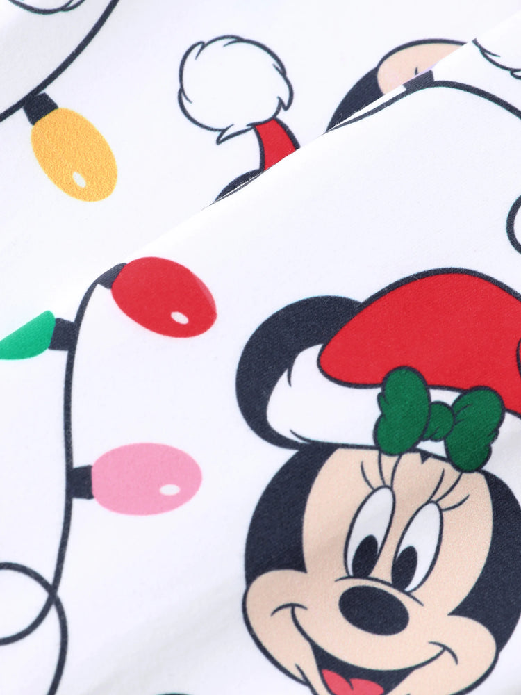 Ensemble 2 pièces haut à manches flottantes et leggings rouge pour bébé/petite fille Disney Mickey et ses amis, motif Noël